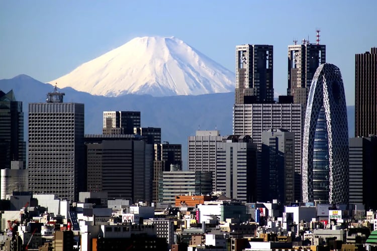 Mount Fuji and the Shinjuku skyscrapers