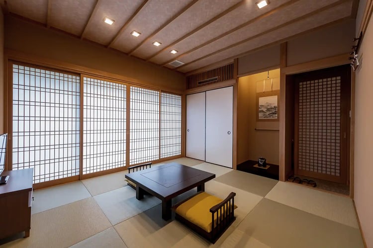 A Japanese-style room filled with soft sunlight