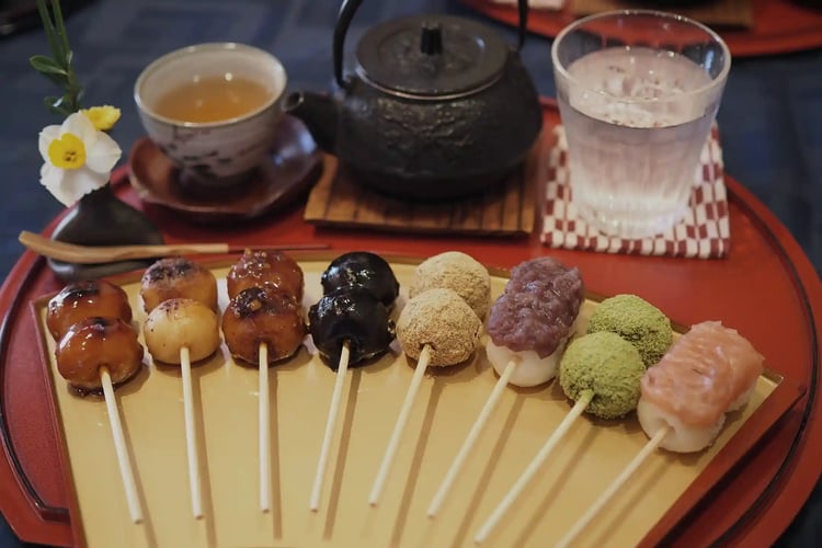 Beautifully decorated Dango sticks