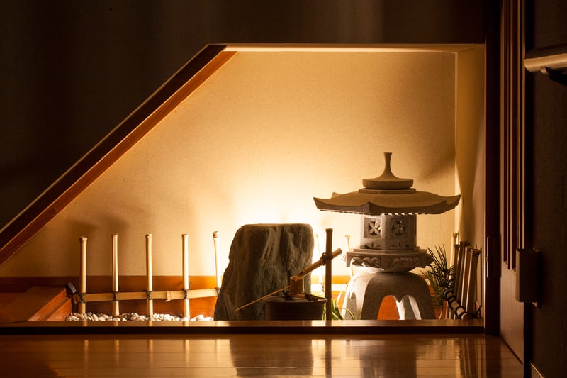 An indoor Japanese garden