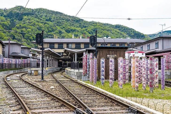 The Kimono Forest at Arashiyama Station (Randen Line)