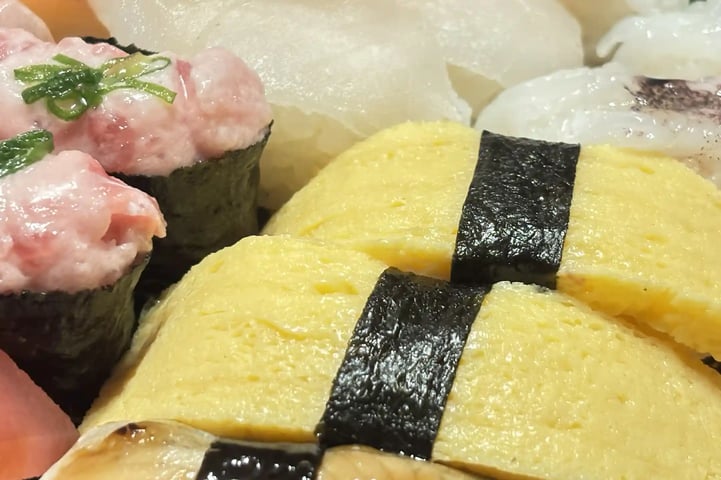 Hand-Pressed Sushi with Savory Sweet Egg