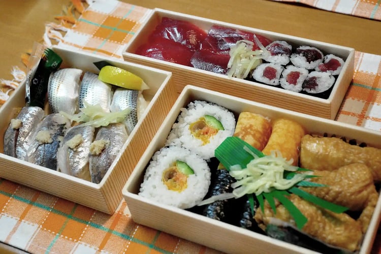 Premium Sushi Bento in a Traditional Wooden Box
