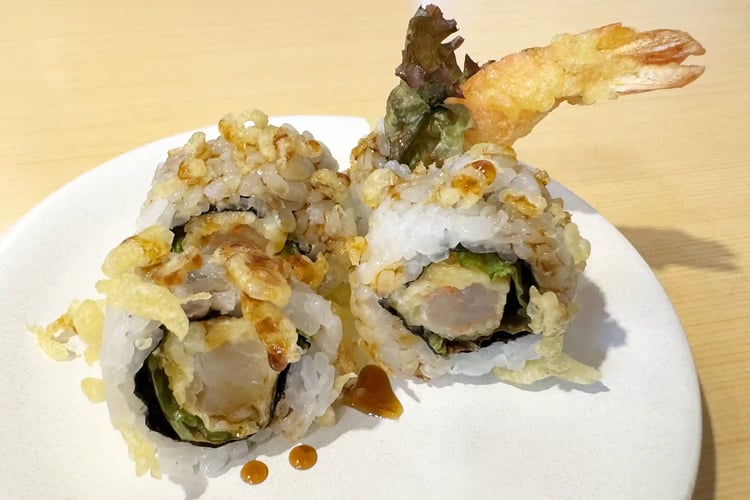 Cross Section of Tempura Sushi