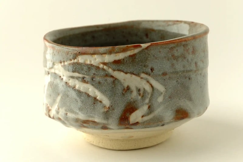 A Traditional Nezumi-Shino Matcha Tea Bowl (Chawan)