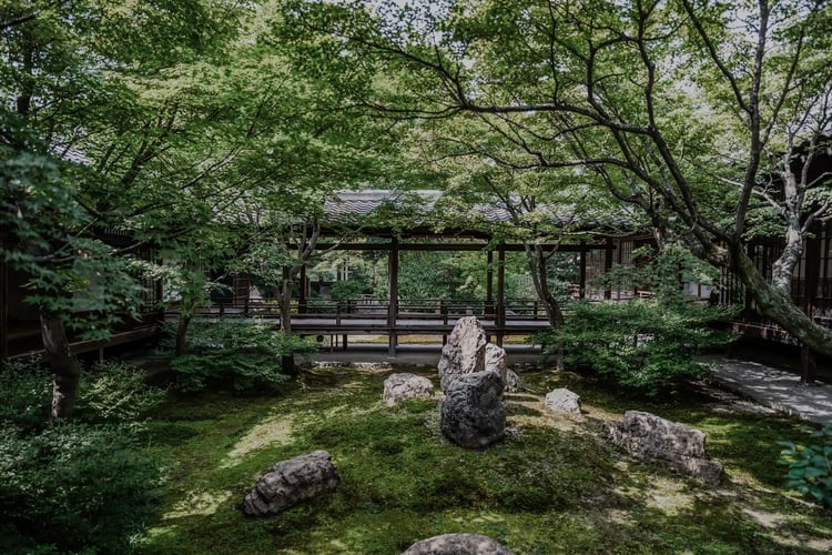 The Traditional Japanese Zen Garden at Kennin-ji Temple in Kyoto