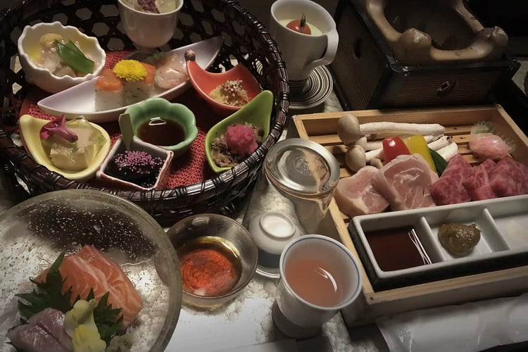 The ryokan_s dinner is delicious-looking Japanese cuisine