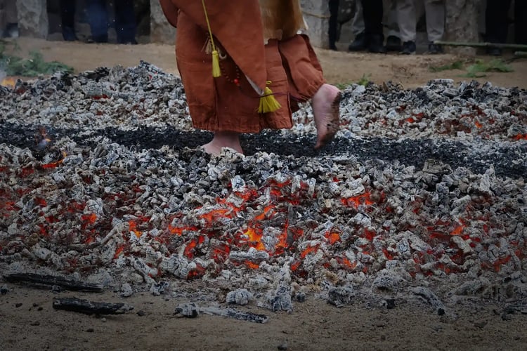 The Saitō Dai-Goma Fire-Walking Ceremony at Yakushi-ji Temple in Nara, held in late March
