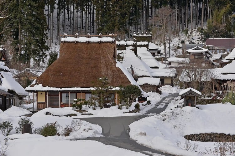 Snowy landscape of Miyama_s Thatched Village in Kyoto Prefecture