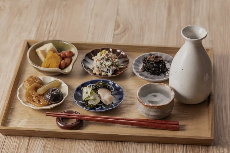 Japanese rice wine food to go with sake