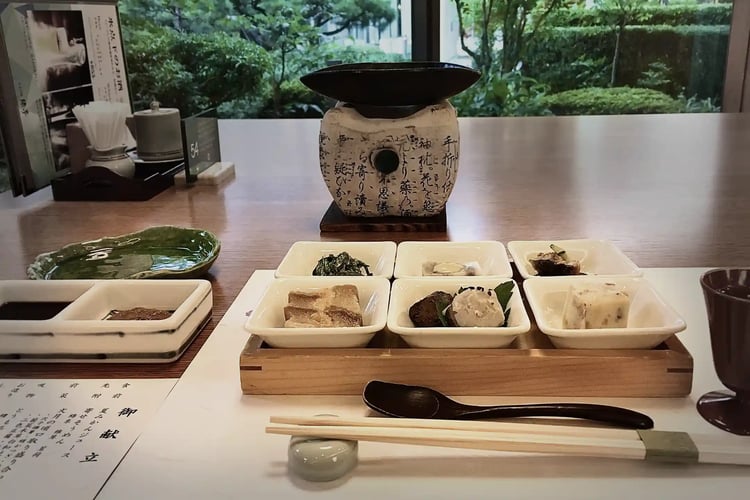 Traditional multi-course Japanese dinner in Kyoto