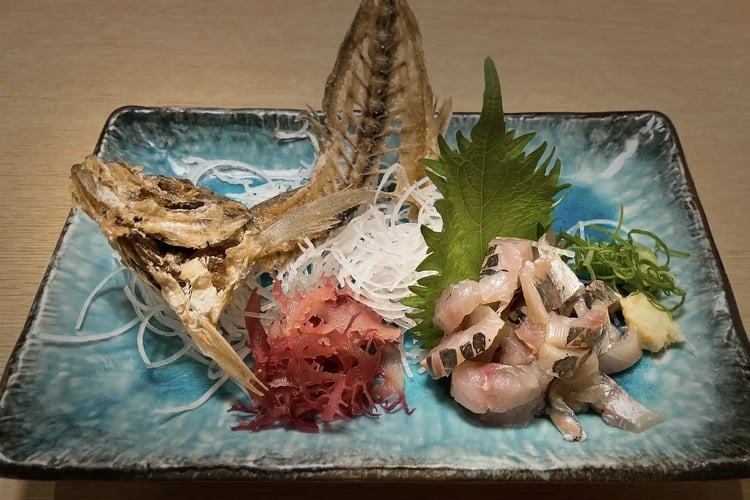 Japanese food and dishes creatively plated on traditional tableware