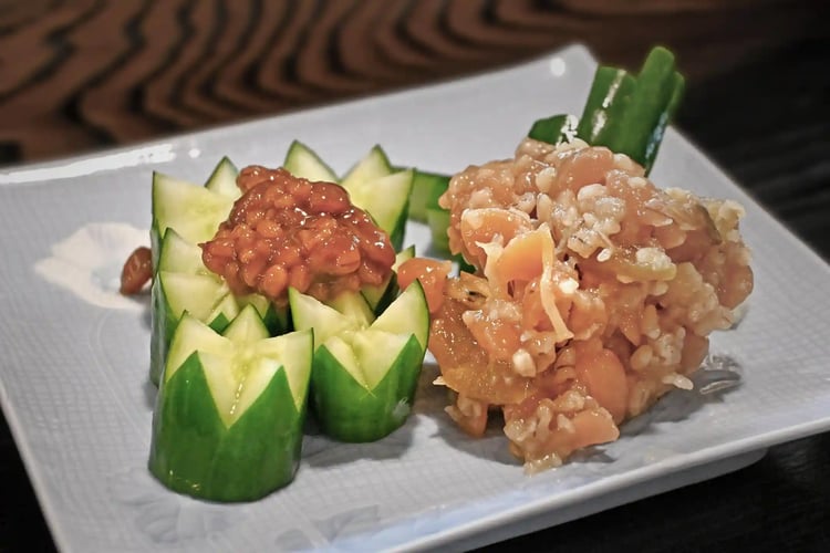 Kanzanji miso paste with fresh cucumber