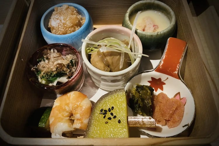 A traditional multi-course Japanese dinner