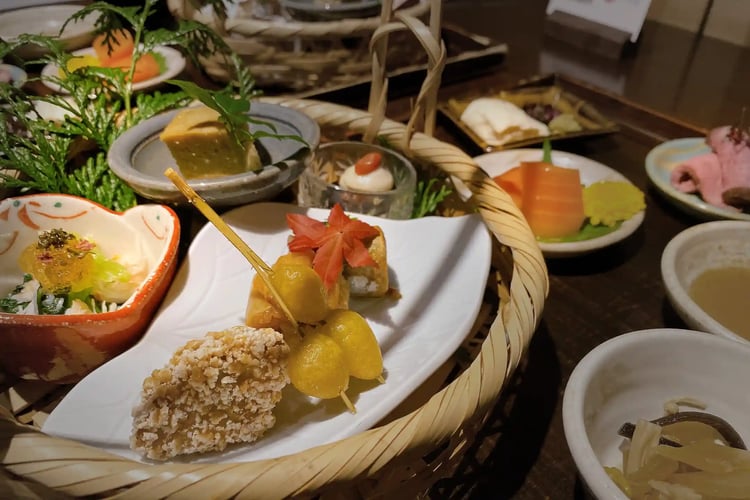 Traditional Japanese multi-course dinner