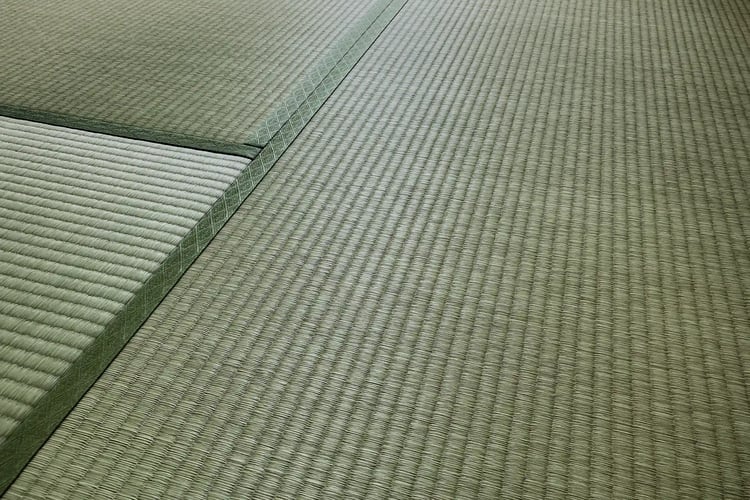 Newly laid blue tatami mats