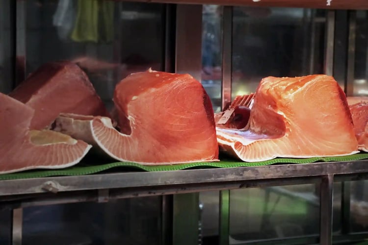 A block of tuna fillet