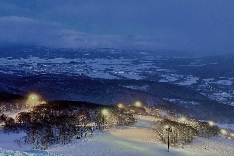 Niseko at night, beautifully lit up