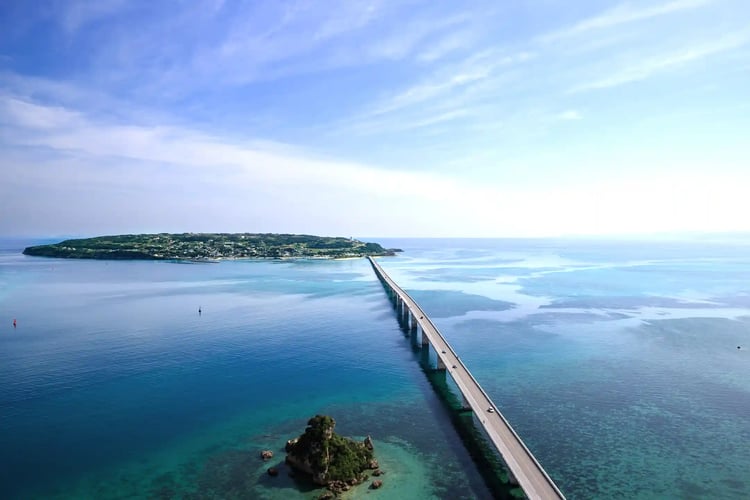 Aerial view of Kouri Island, Okinawa