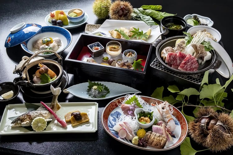 Traditional Japanese multi-course haute cuisine