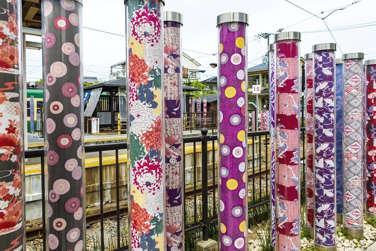 The Kimono Forest at Arashiyama Station (Randen)