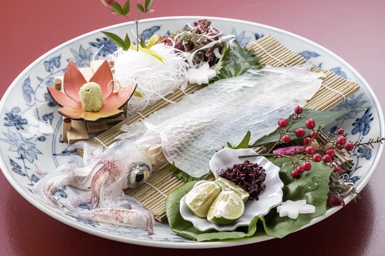 Freshly Prepared Live Squid