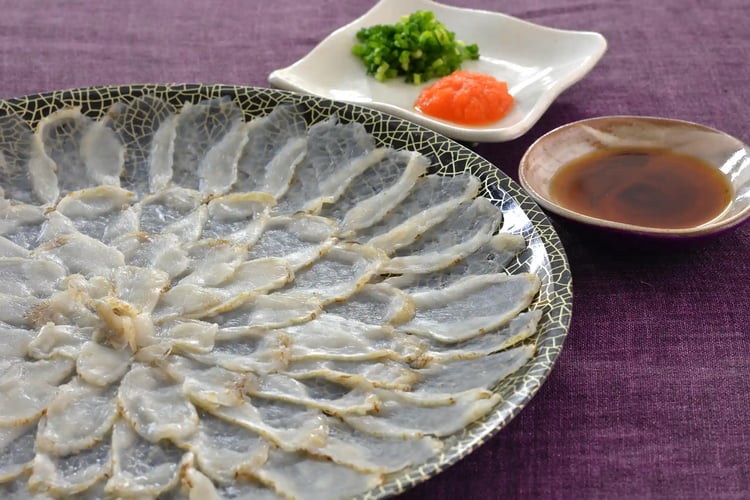Paper-thin Pufferfish Sashimi