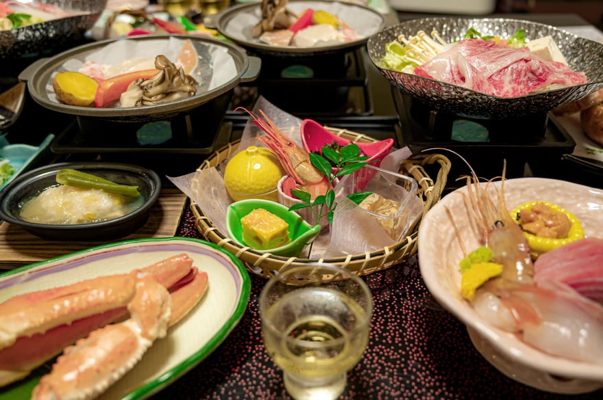 Traditional multi-course Japanese dinner