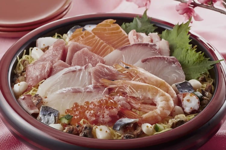 Seafood Chirashi Sushi for the Peach Festival