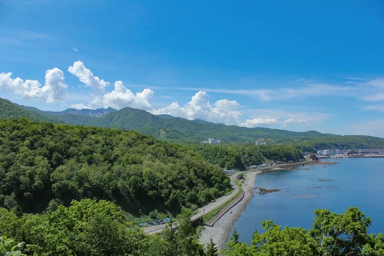 View of Utoro, Shari Town, from the Shiretoko Pass Road
