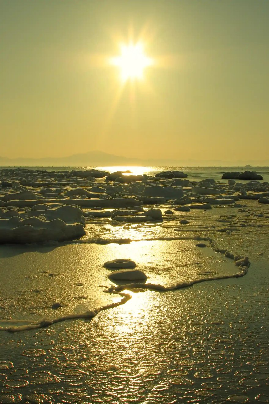 Sunrise over the drift ice