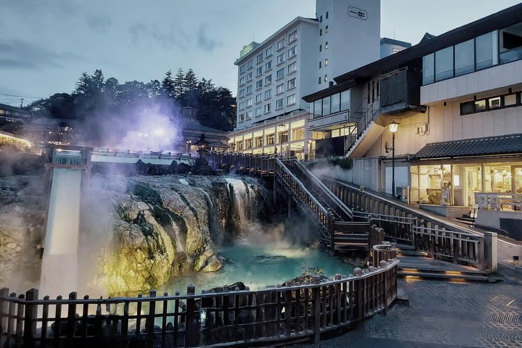 Kusatsu Onsen after sunset