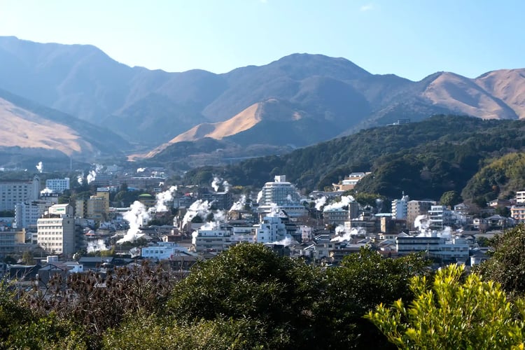 The view from the Yukemuri Observatory in Beppu Onsen