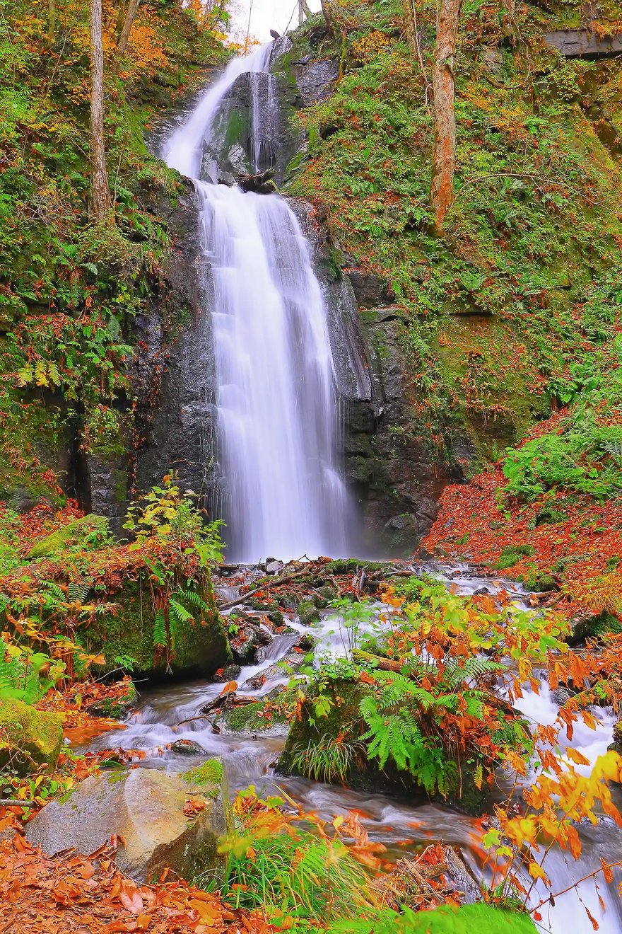 Kumoi Falls in late autumn, Oirase Gorge