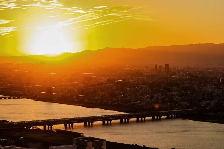 A Dramatic Sunset from the Umeda Sky Building Observatory