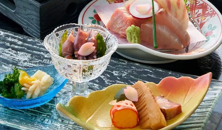 Traditional Japanese multi-course dinner