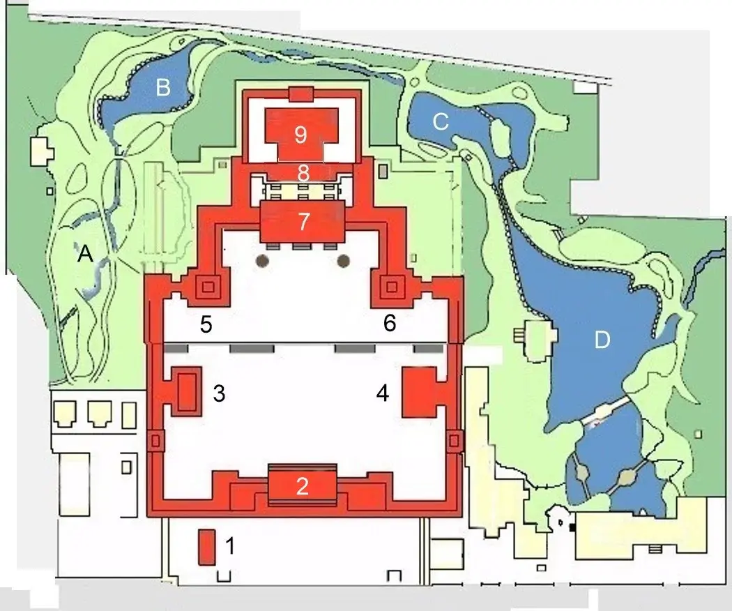 Map of Heian Jingu, the Lake Biwa Canal, and the Keage Incline in Kyoto's Okazaki district