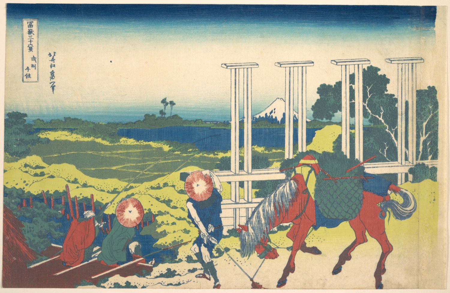 An Edo-period print of Senju, the post town on the highway out of the city